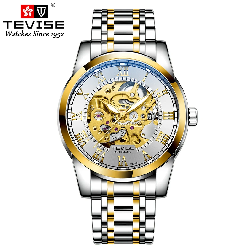 Tevise mechanical watch for man business watch HOLLOW wristwatch