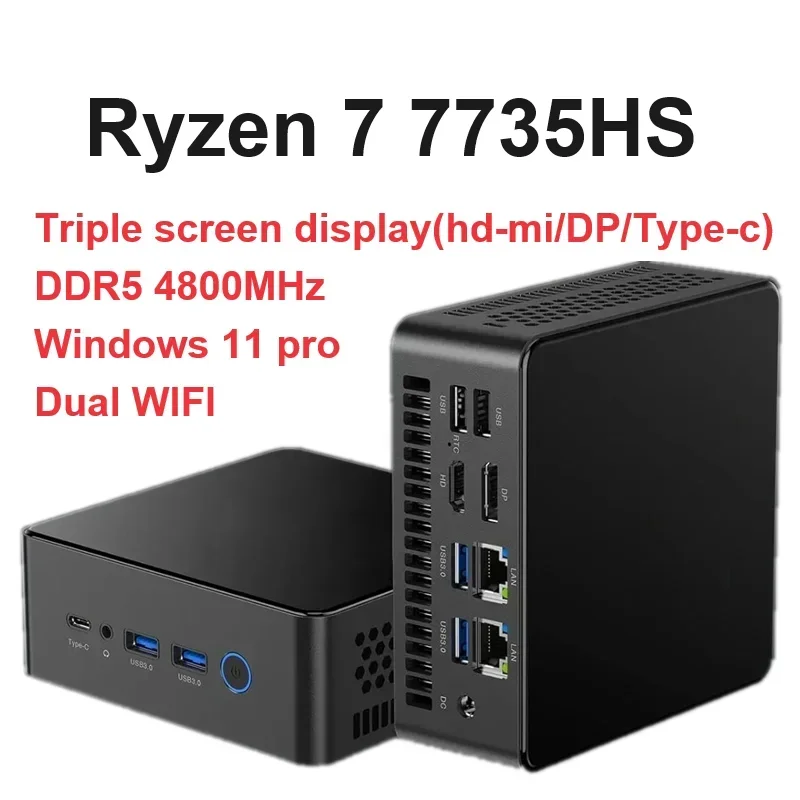 SZBOX AMD Ryzen 7 7735HS MINI PC Windows 11 Pro DDR5 4800Mhz NVME SSD PCle 4.0 WIFI6 BT5.0 Desktop Gaming Computer 2