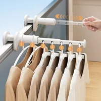 1Pc Extendable Clothes Drying Rack Portable Travel Drying Rack No-drill Fold Space Saving Stretchable Clothes Hanger Drying Rack 1