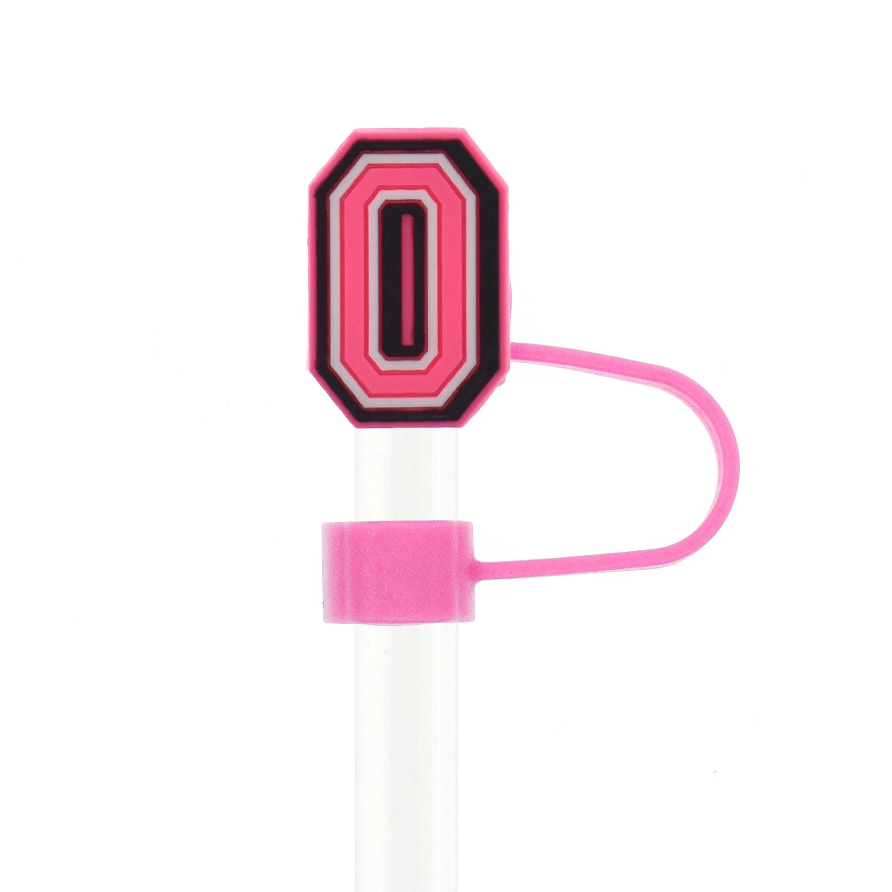 Pink Reusable Straw Cover Cap Set - Splash-Proof Drink Accessory with Charms