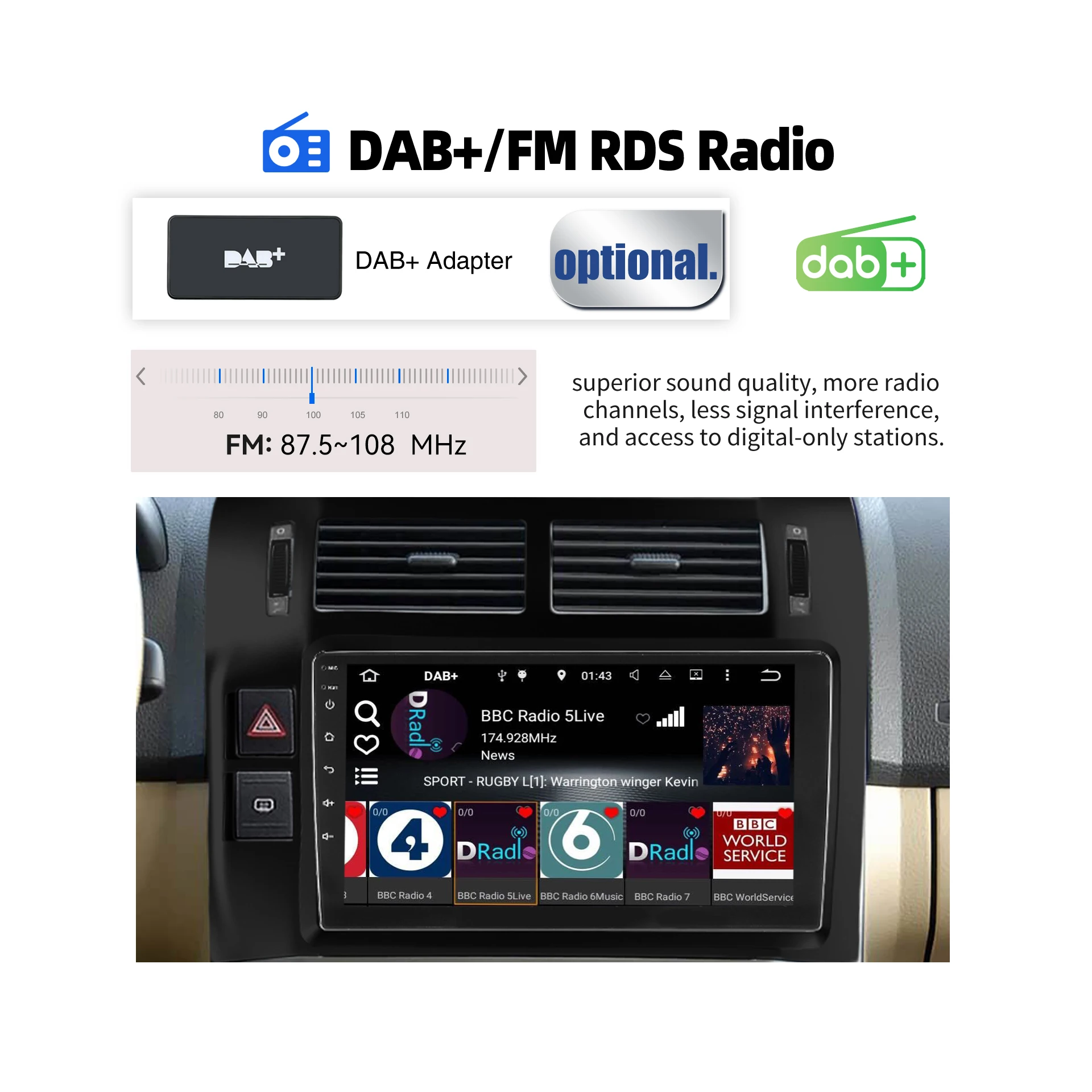 ESSGOO Autoradio Android15 9" 4+64G / 2+32G für VW Polo 9N 2001-2009 Wireless CarPlay Android Auto GPS Navigation WiFi FM RDS Mirror Link USB Bluetooth Lenkradsteuerung CANBUS Touchscreen – Detail 18