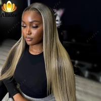 Perruque Lace Frontal Wig naturelle lisse, blond sale ombré, 13x6, blond cendré avec racines foncées, 13x4, pour femmes 4