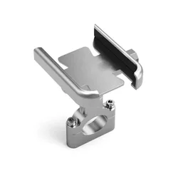 Universal Motorcycle & Bicycle Phone Holder with GPS Bracket and Rearview Mirror Handlebar Mount (Silver Handlebar)