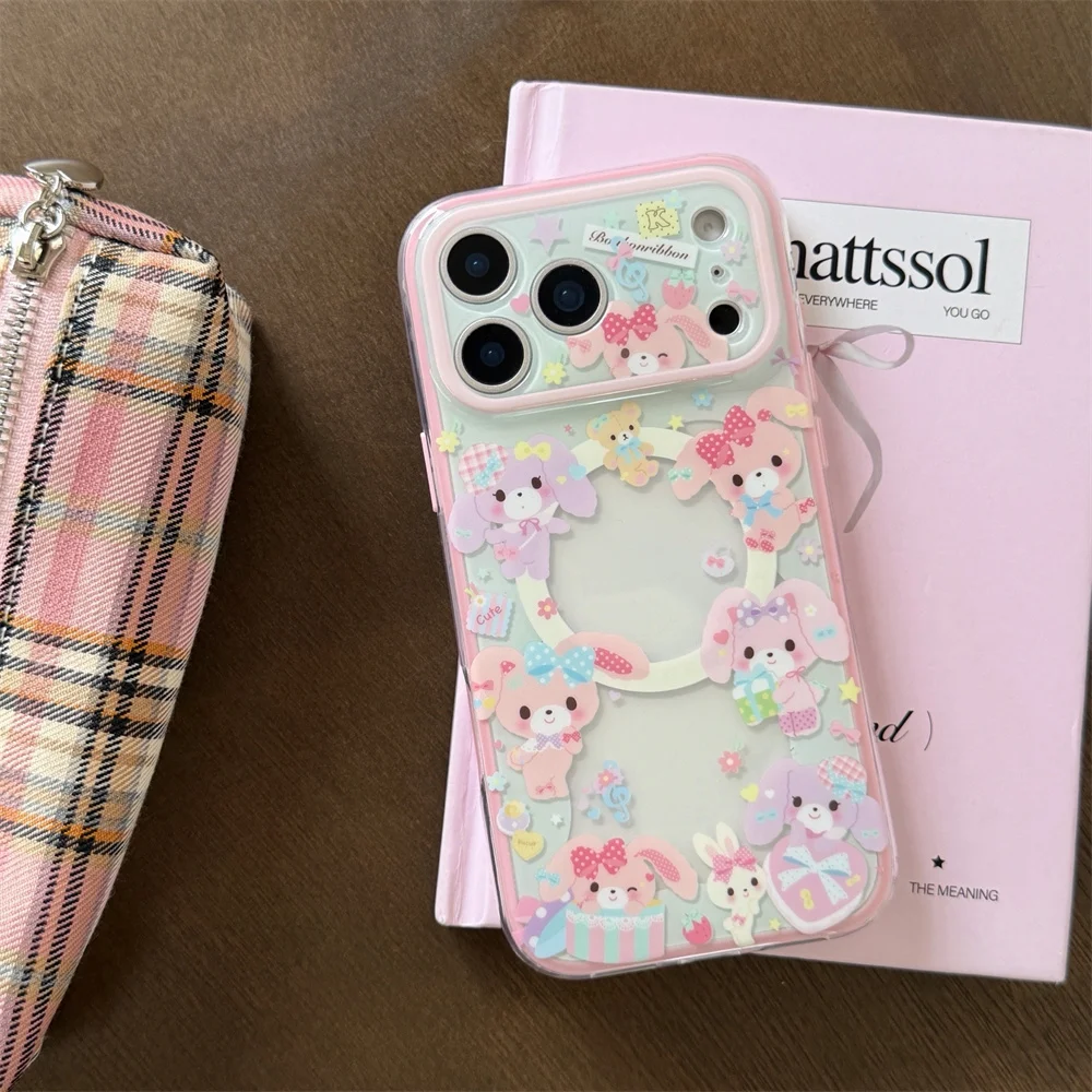 Kawaii Dessert Rabbit Magnetic Phone Case | Cute MagSafe Stand Cover