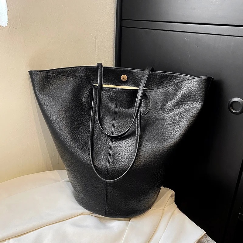 

2 Set Tote Bag Pu Leather Shoulder Bag For Women Large Capacity Travel Bag Designer Luxury Underarm Bag Coffee Black Women Bags