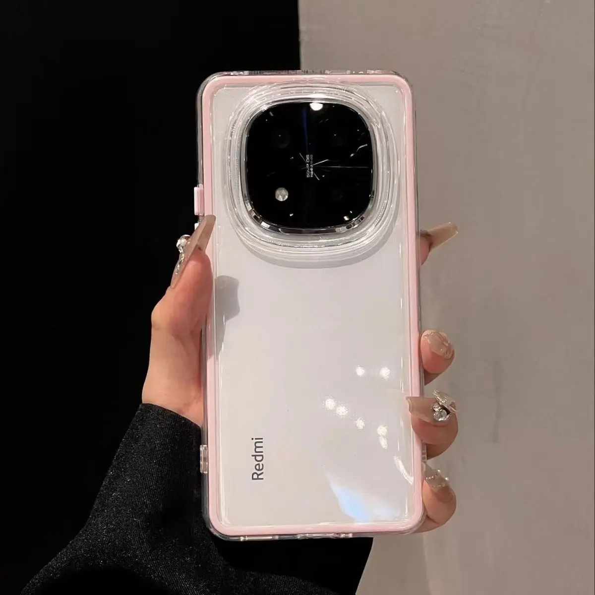 Transparent Anti-Drop Shockproof Phone Case with Soft Shell and Large Hole Design