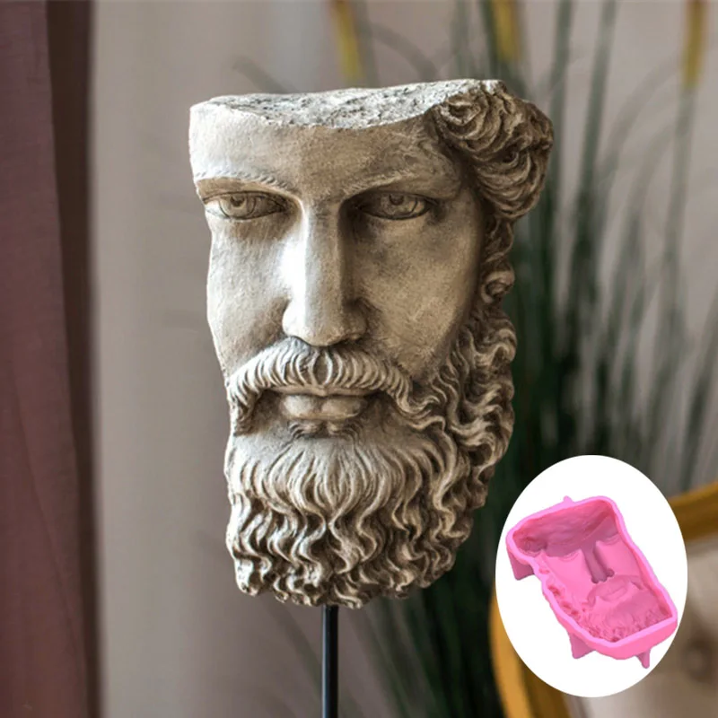 Large Greek Half Head Sculpture Silicone Candle Mold Abstract Art Half