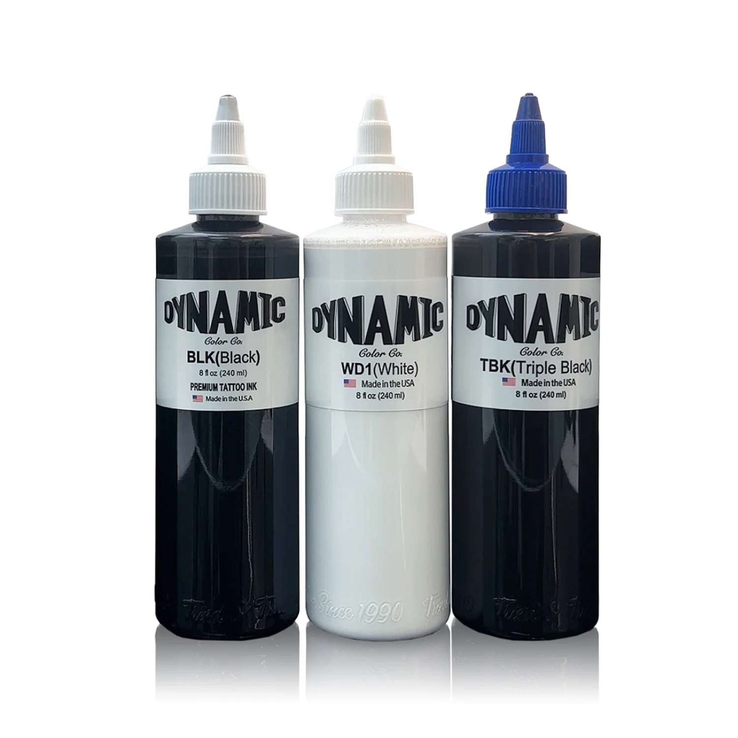 Original 8 OZ Dynamic Tattoo Ink TBK WD1 BLK 3 Colors Triple