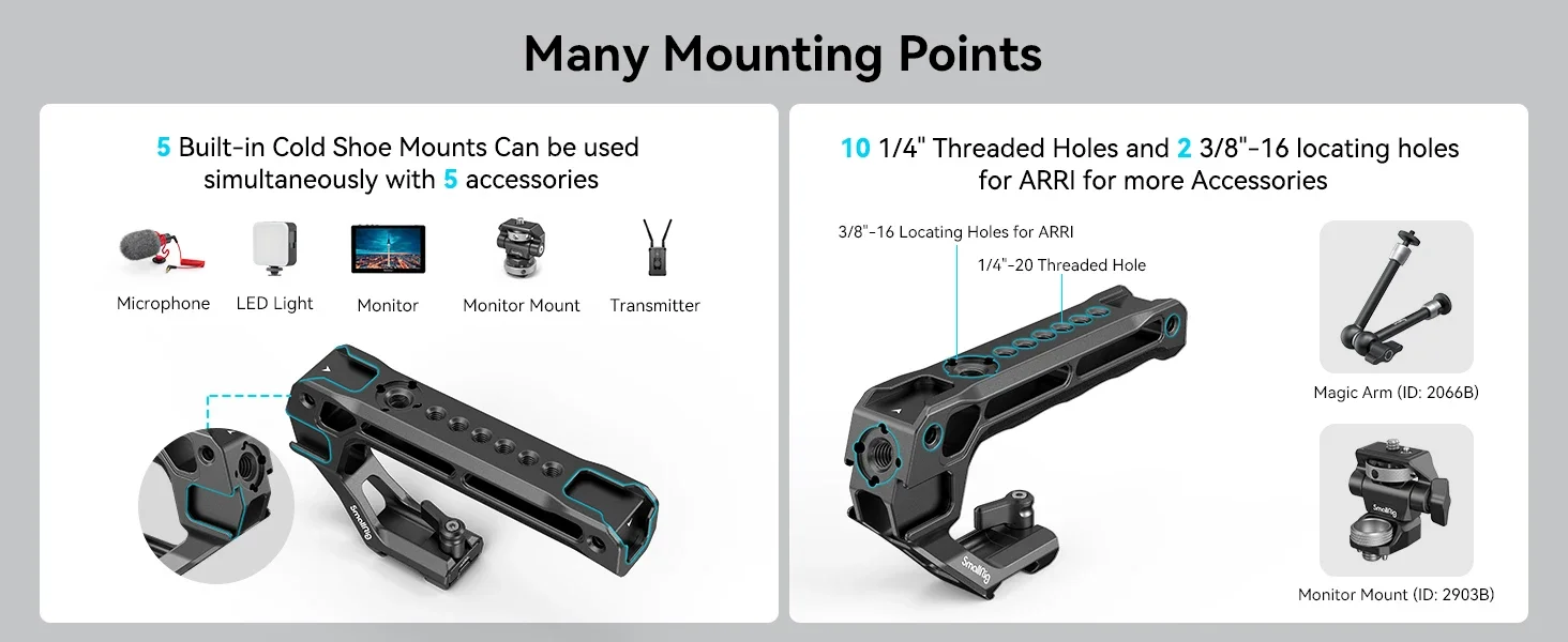 SmallRig Top Handle 5 Built-in Cold Shoe Mounts Portable Camera Handle For Sony