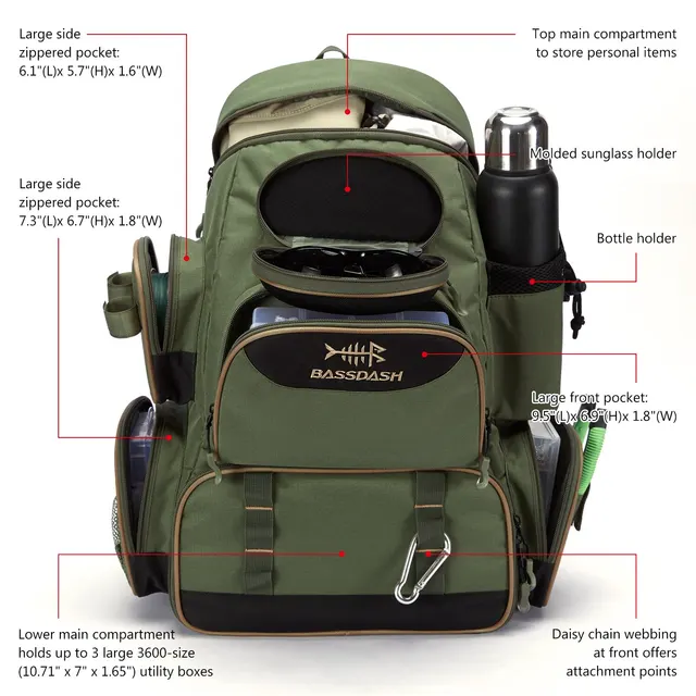 Bassdash Fishing Bag Tackle Backpack Lightweight Tactical Tackle Box Multifunctional 3 Bassdash Fishing Bag Tackle Backpack Lightweight Tactical Tackle Box Multifunctional 3