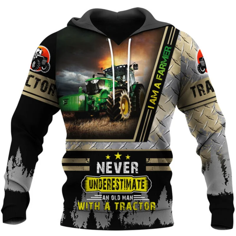 

Men's Sweatshirts Never Underestimate an Old Man With a Tractor D Full Body Print Zip Hoodie Unisex Street Casual Sports Hoodie