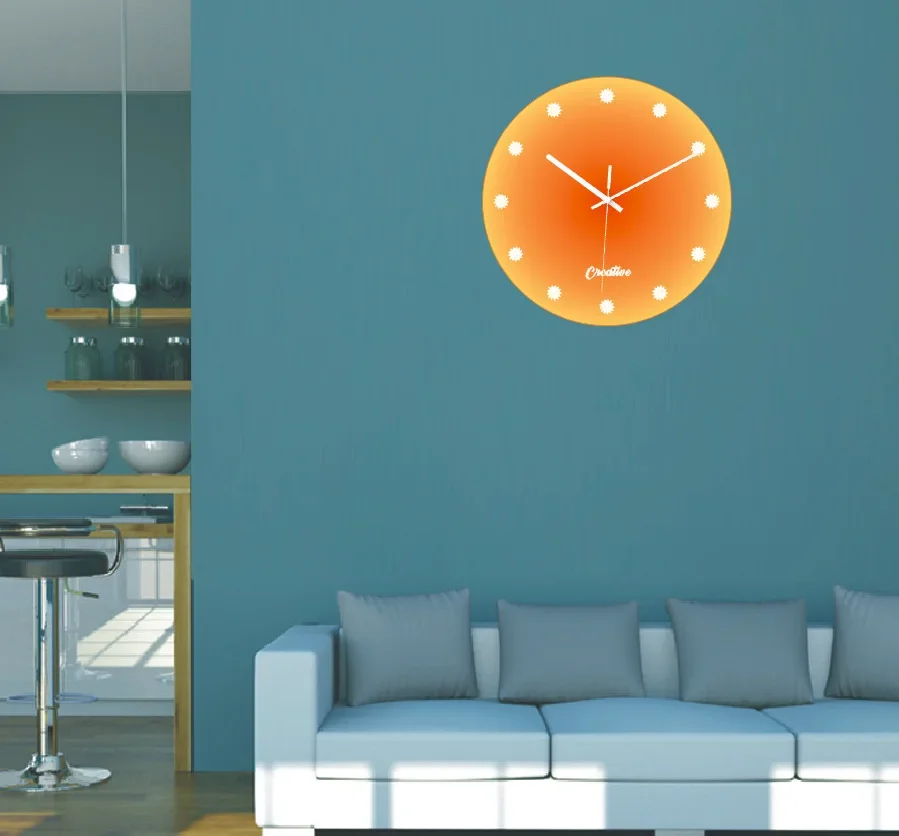 

Nordic Sunset Wall Clock Celebrity Ins Light Luxury Living Room Punch-free Creative Decoration Mute Simple Glass Clock