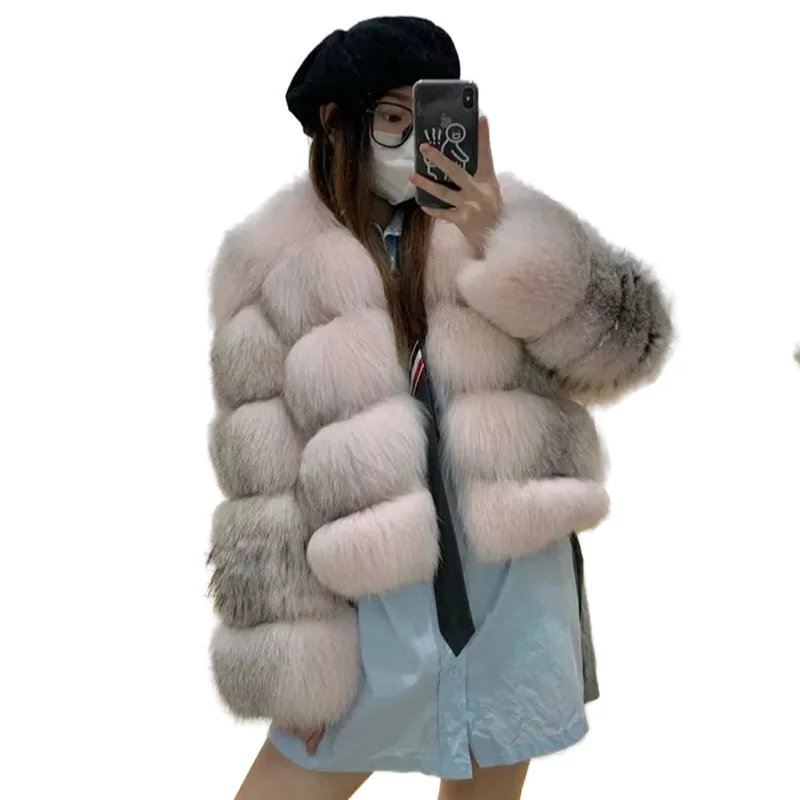 

Whole Skin Real Cross Coats For Women Natural Fox Fur Jacket Fashion Luxurious Winter Warm Outwear 2023 NEW