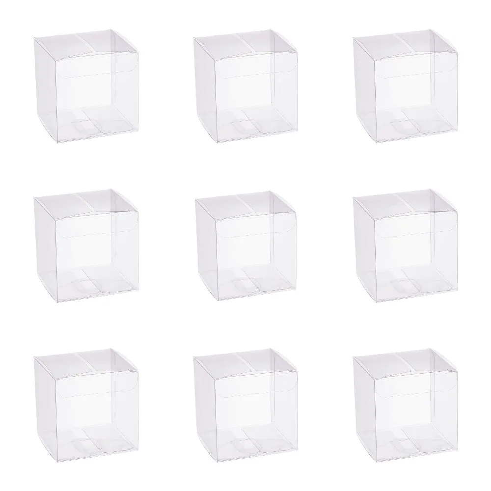 50Pcs Jewelry Storage Box Large Capacity Transparent PVC Cube Packaging for Portable Earrings Necklace Ring Gift Boxes Wholesale