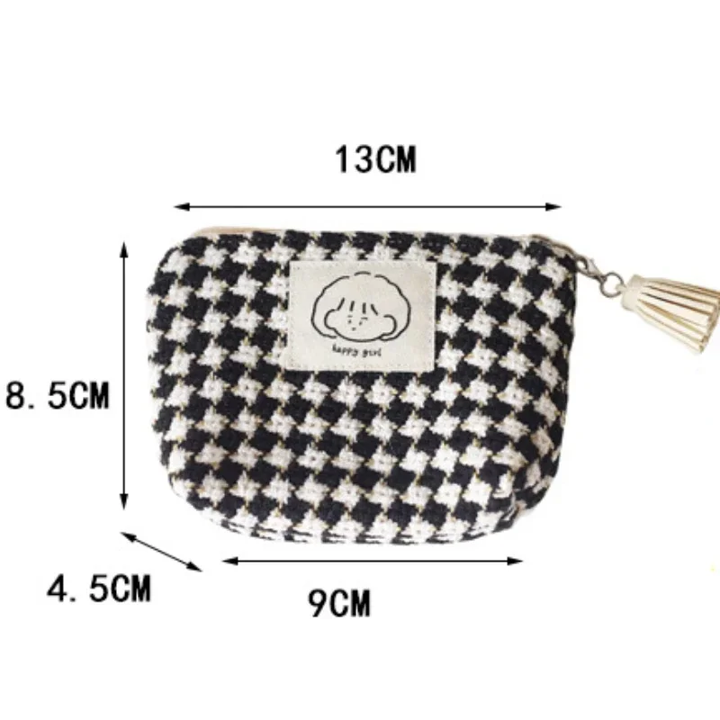 Mini Coin Money Earphone Lipstick Data Line Storage Bag Students ID Card Bank Card Bag Clutch Pouch Colorful Plaid Coin Purse
