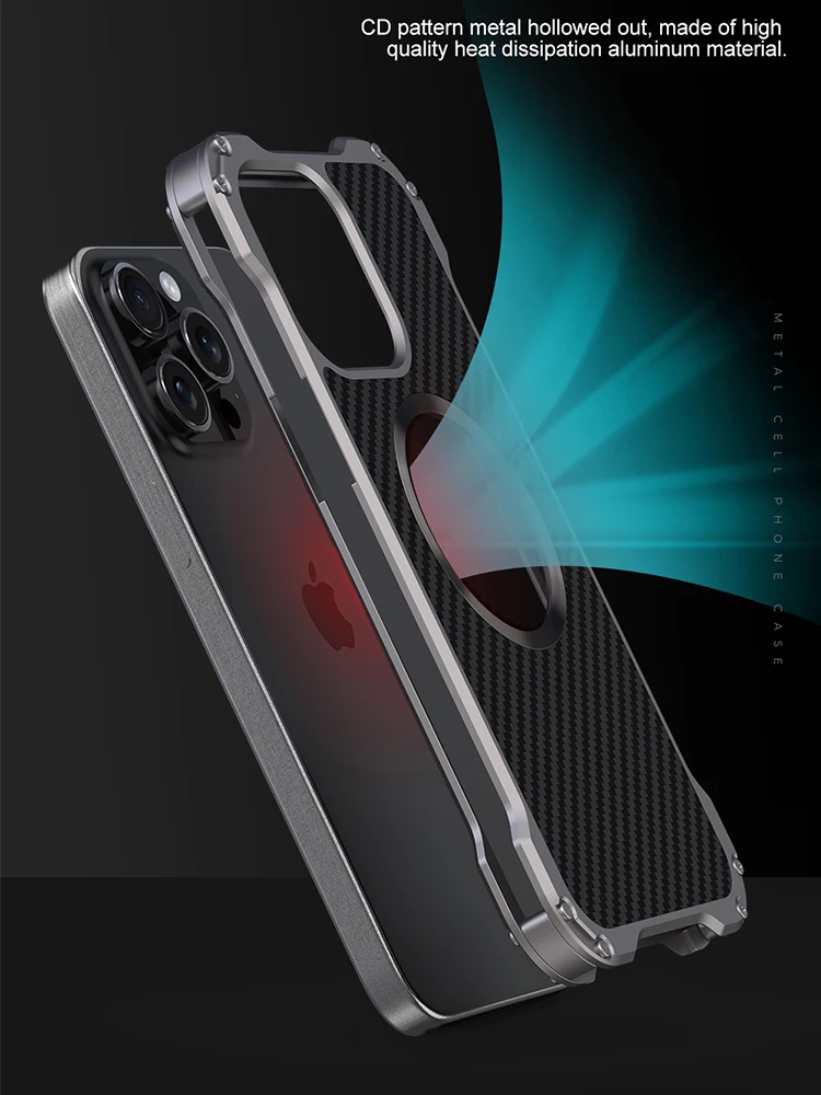 R-JUST Luxury Metal Cover For iphone 15 Pro Max Case 14 Plus