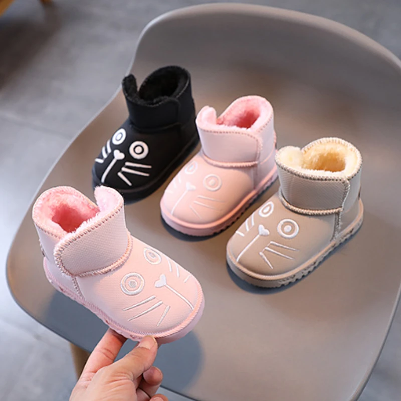 

Botas Para Niña Winter Child Snow Boot Plush Girl Cotton Shoe Thick and Warm Boy Short Ankle Boots Cute Child Shoes Padded Boots