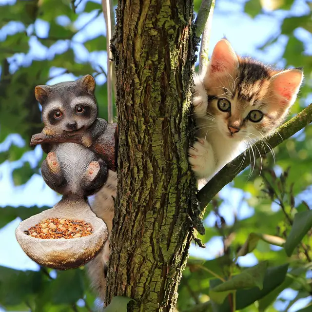 Madáretető Kerti Dekoráció Coon Fa Ölelési Szobrok - Image 5