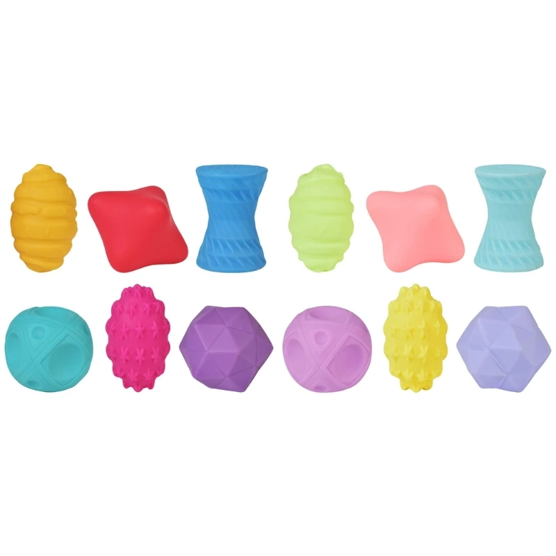 Soft Rubber Textured Baby Hand Grip Toy for Sensory Development Multitexture Baby Grab Toy Pastel Color D5QA