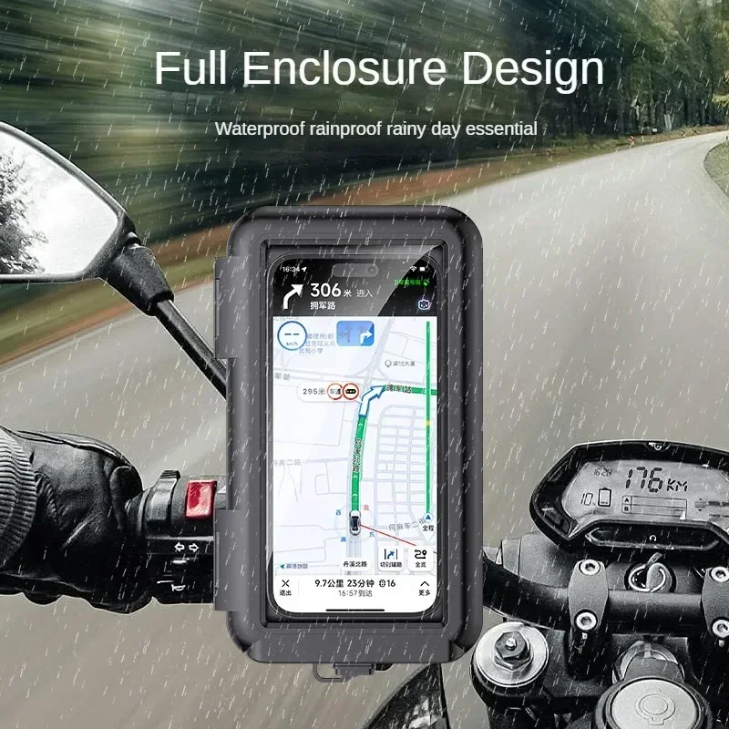 Waterproof Motorcycle and Bicycle Phone Holder with Handlebar Mount