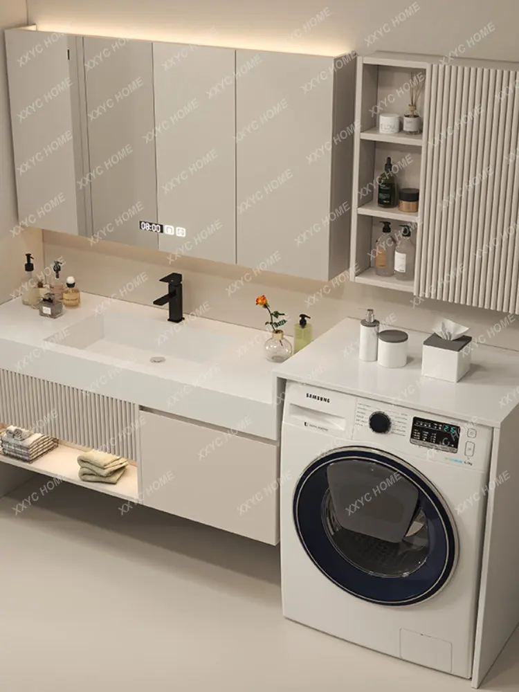 All-in-One Cabinet Combination Stone Plate Bathroom Cabinet Seamless Ceramic Basin Washstand