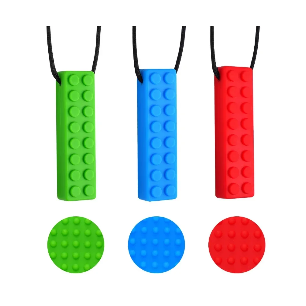 Baby Silicone Teething Toys Kids Chew Necklace Sensory Chewy Pendant Oral Motor Therapy Tools for Autism ADHD Children
