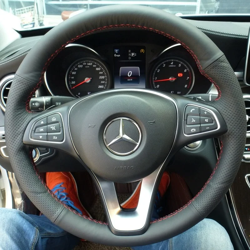 

DIY High Quality Hand Sewing Genuine Leather Car Steering Wheel Cover for Mercedes Benz C180 E Class GLK300