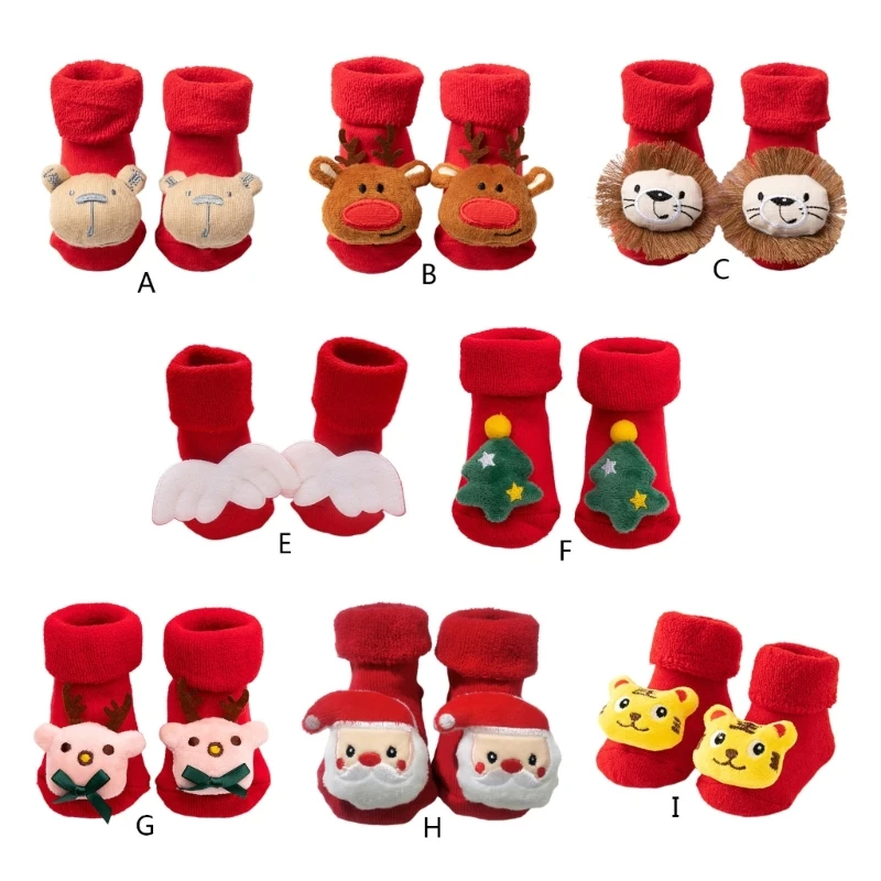 

Anti-Skid Baby Christmas Socks Newborns Infant Short Socks Unisex Warm Thick Walking Floors Cotton Socks Birthday Gift