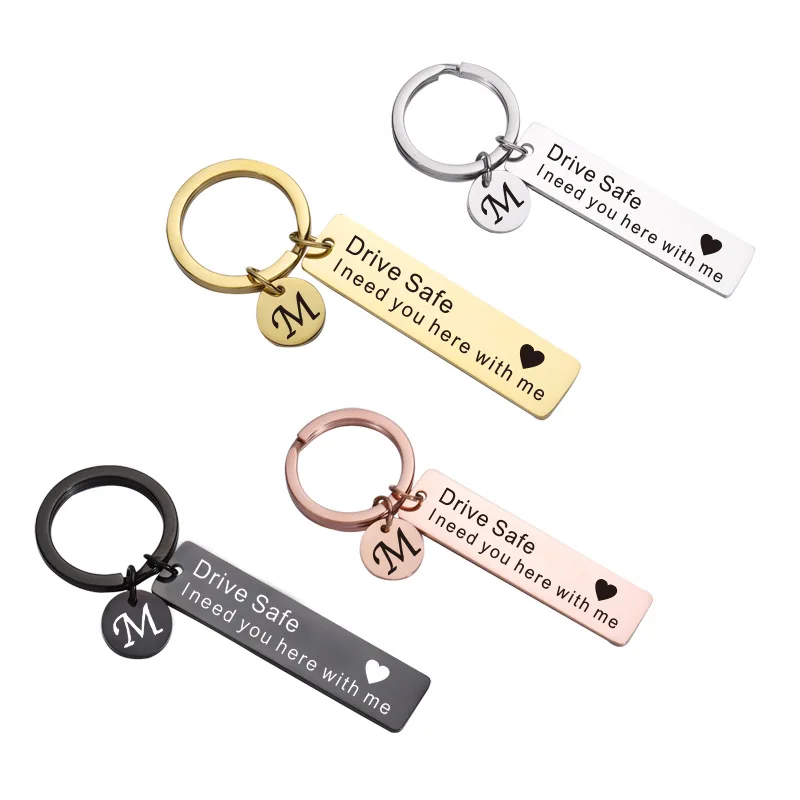 

10pcs Custom Keychain Drive Safe Boyfriend Gift Personalise Key Pendant Birthday Mon Amour Fais Attention Couple Jewelry/pcs