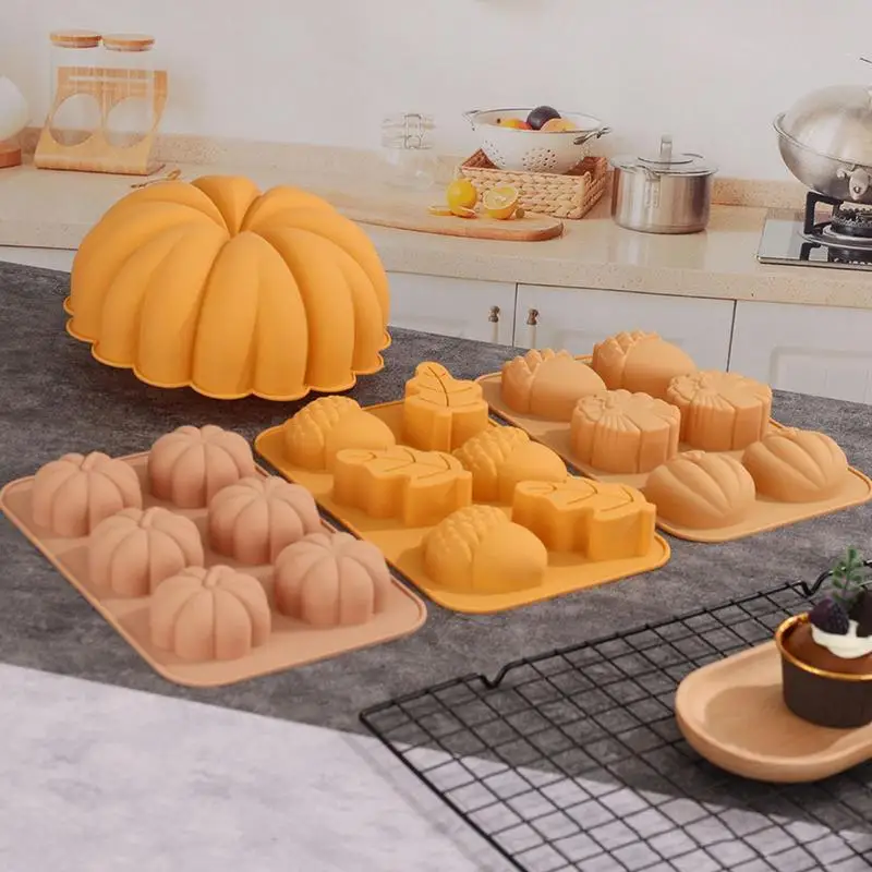 Pumpkin Silicone Mold For Soapss 6 Cavity Autumn Silicone Molds For Baking Harvest Theme Chocolate Fondant Mold Candy Molds