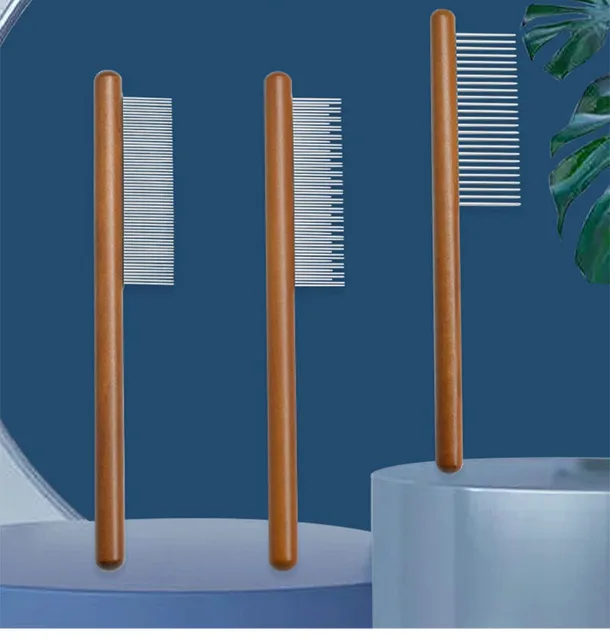 Pettine Antipulci Per Cani E Gatti - 2 Pezzi In Acciaio Inossidabile Per Pelo Lungo - Foto 10