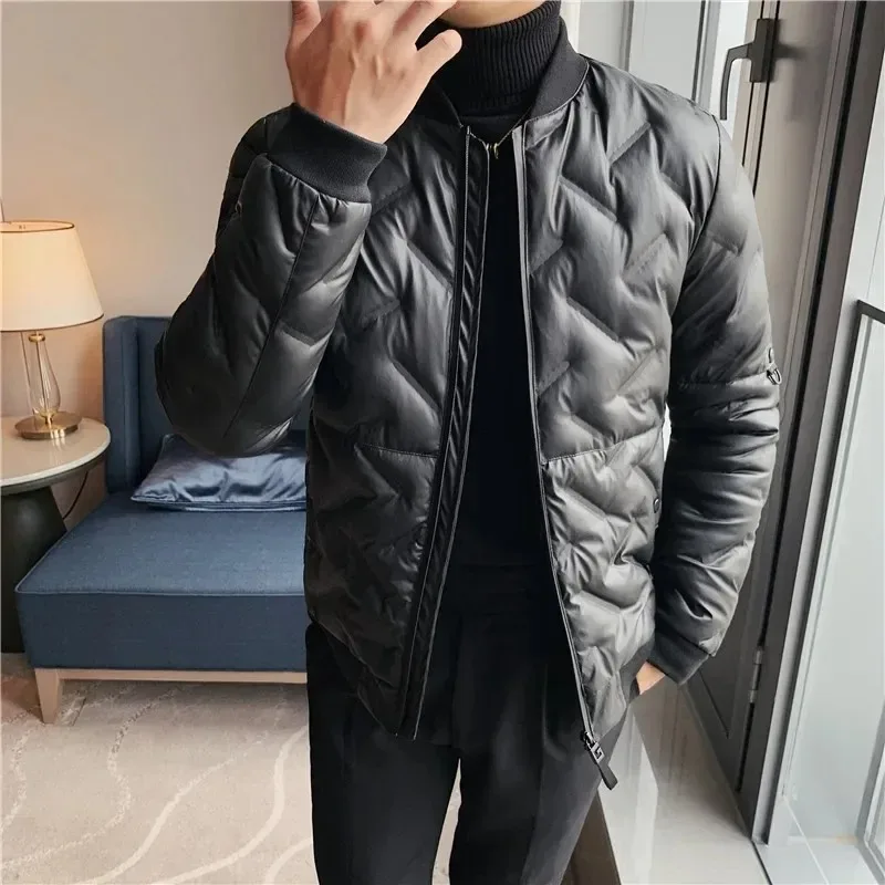 2023 Winter Lightweight Short Down Jacket Men Fashion Slim Casual Stand Collar Thickened and Warm Jackets Social Men Clothing
