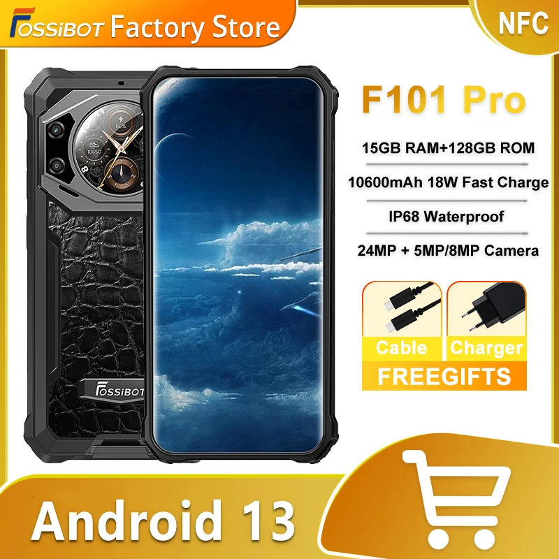 Fossibot F101 Pro Smartphone 8Gb 128Gb 18W Ricarica Rapida Telefono Cellulare 8Gb 128Gb 10600Mah Batteria Android 13 Cellulare Nfc
