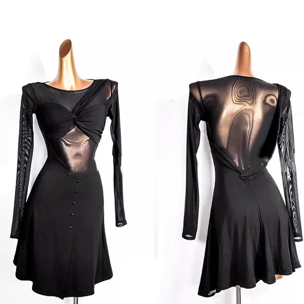 

2023 New Latin Dance Dress Long Sleeves Standard Practice Clothes Women Performance Rumba Chacha Tango Salsa Competition Costume