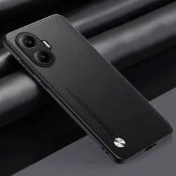 Luxury PU Leather Shockproof Phone Case - Premium Back Cover in Silicone for Xiaomi Poco F7 (Black)