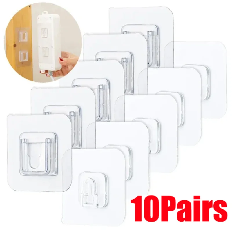 Double-Sided Adhesive Wall Hooks Hanger Strong Transparent