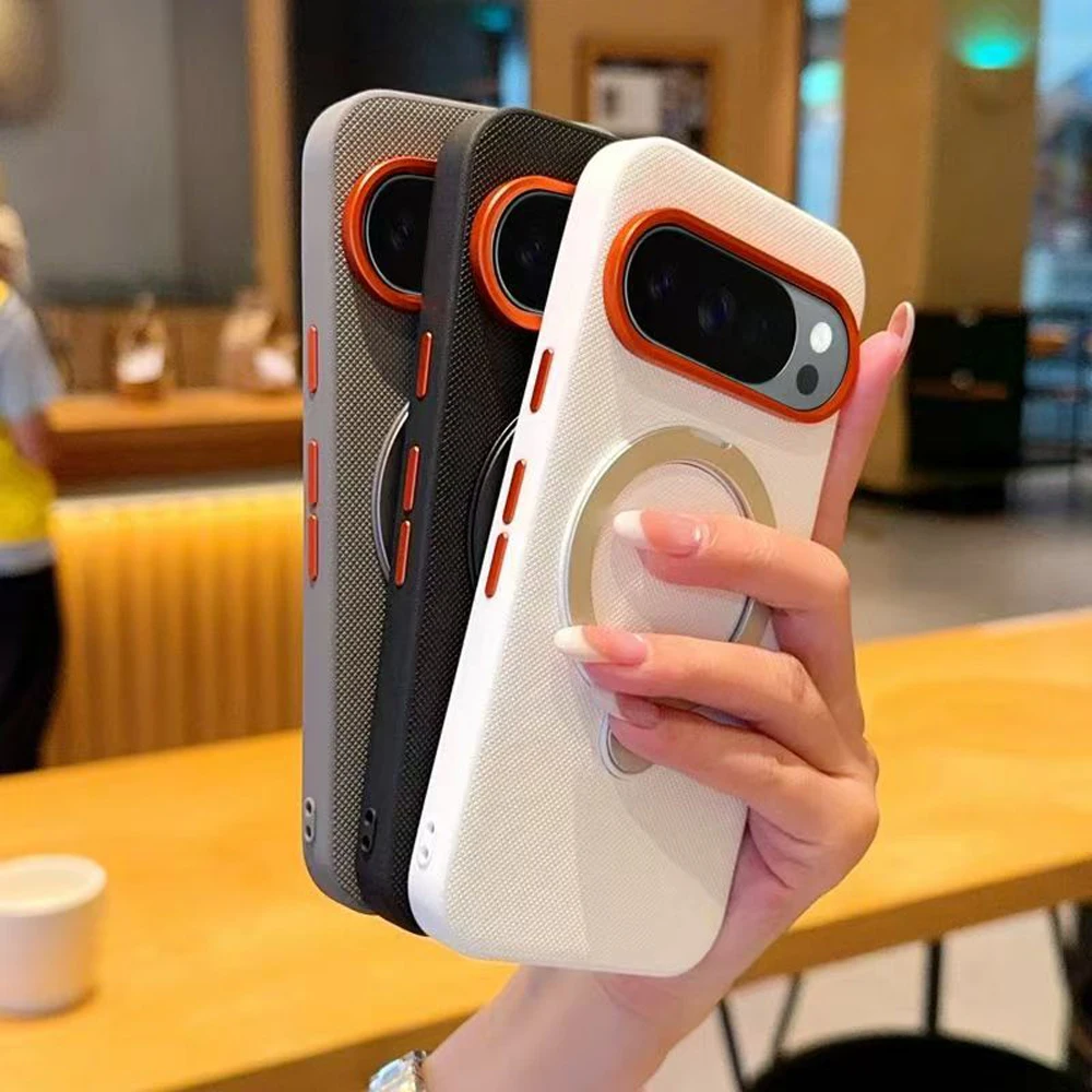 Diamond Texture Magnetic Case with 360° Matte Ring Stand - Shockproof Cover