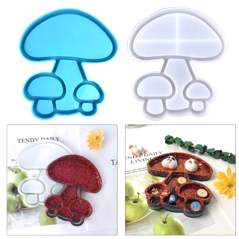 

DIY Storage Mold Mushroom Shape Tray Silicone Mold with Edge Epoxy Resin Mold Jewelry Trinkets Plate Mold for Container Craft
