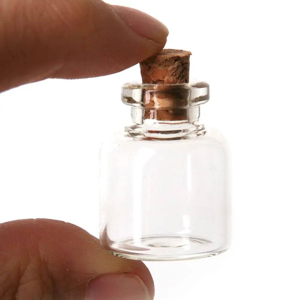 5pcs Mini Glass Cork Bottles Empty Sample Jars Wishing Bottle Wedding Home Decoration DIY Pendants Cork Stopper Storage Vial 5