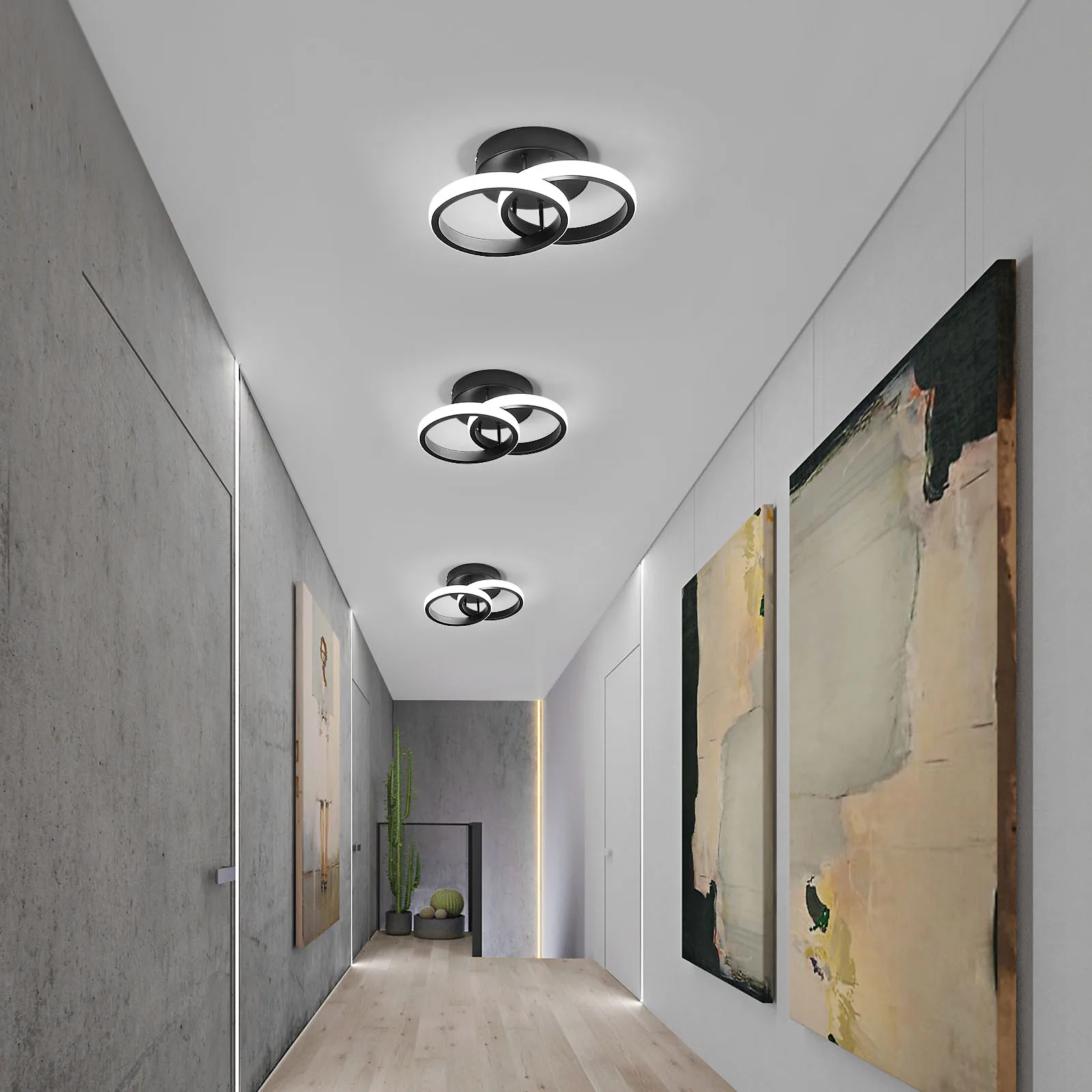 Small LED Ceiling Lights,19W 1710LM Bedroom Ceiling Lamp, Medium Size 6000K Cool White LED Ceiling Light with Double Ring: 3 - 5 Days Free Delivery Only UK
