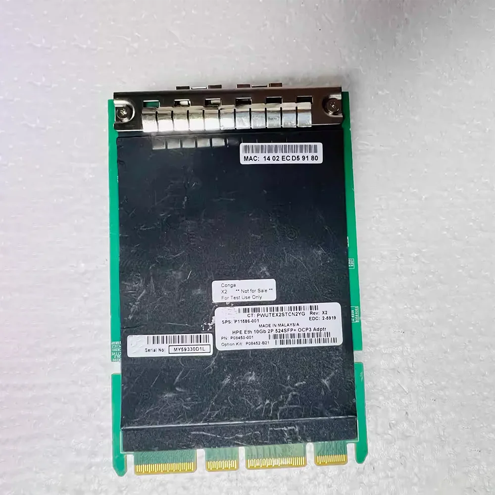 이중 전기 포트가 있는 HP 10 기가비트 네트워크 카드용 524SFP+ OCP3 ADPTR QL41132HQCU-HE P08452-B21 P08450-001