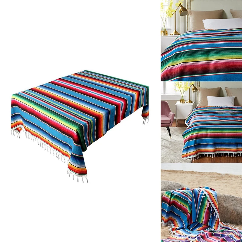 

Mexican Blanket Sarape Picnic Rug Throw Tablecloth Hot Rod For Yoga Party