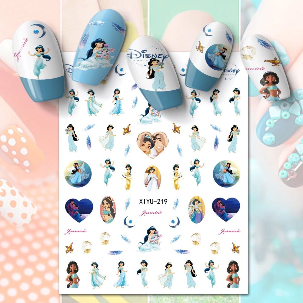 

10PCS Disney Princess Cartoon Nail Stickers Stitch Flower Love Minnie Manicure on Mickey Character Decoration Decal 3D Slider