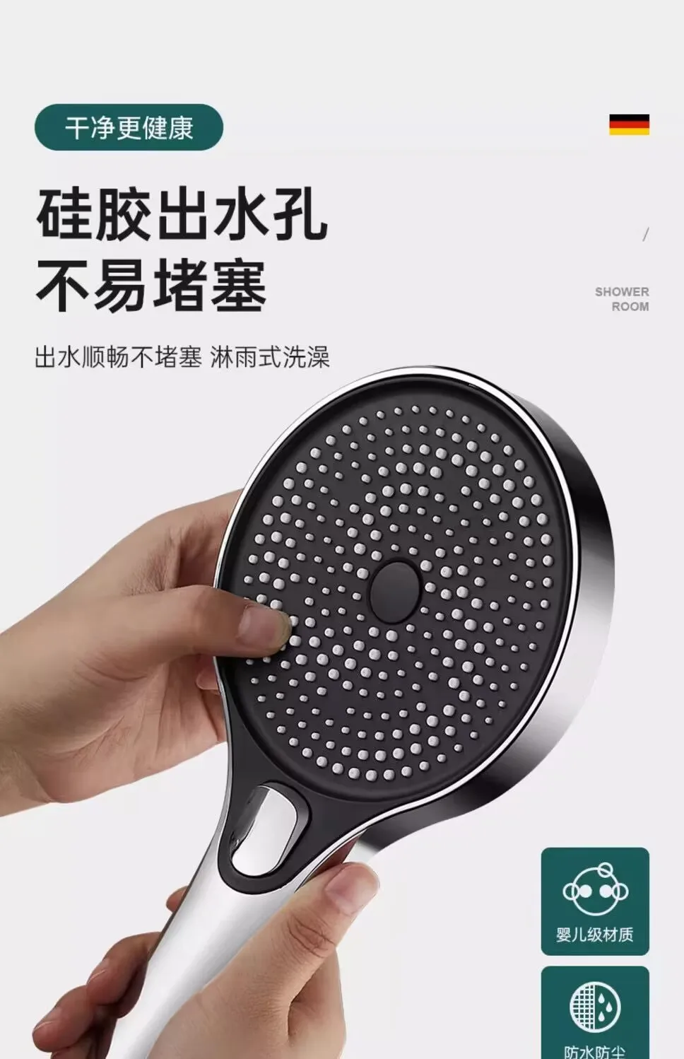 New High Pressure Big 130mm Shower Head Black 3 Modes Water Saving Spray Nozzle Massage Rainfall Shower Bathroom Accessories 5