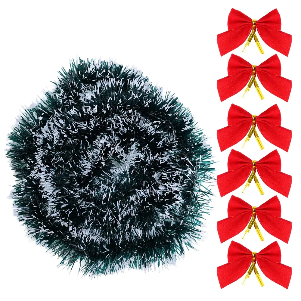 thumbnail image 1 of 10/2M Christmas Bow Tinsel Ribbon DIY Garland Xmas Tree Hanging Ornament Green Ribbons Pendent Wedding Party Home Decoration, 1 of 5