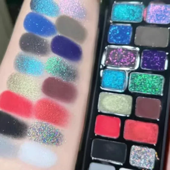 Qianyan Freya86-paleta de sombras de ojos, 16 colores, brillo, mate ahumado, Y2K, paleta maquillaje, cosm&eacute;ticos