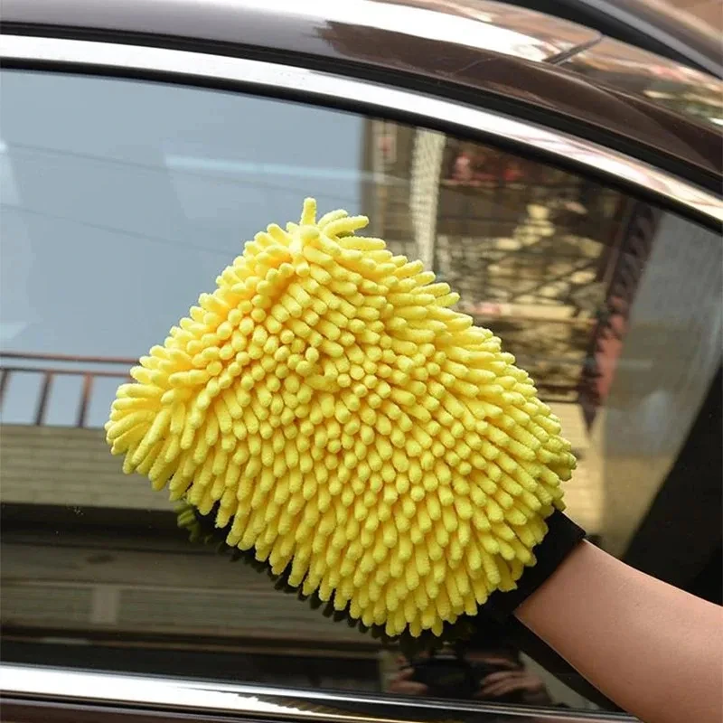 1/3/5pc Waterproof Thickened Microfiber Chenille Car Wash Gloves Car Care Both Sides Clean Details Wipe No Scratches Wipe Clean