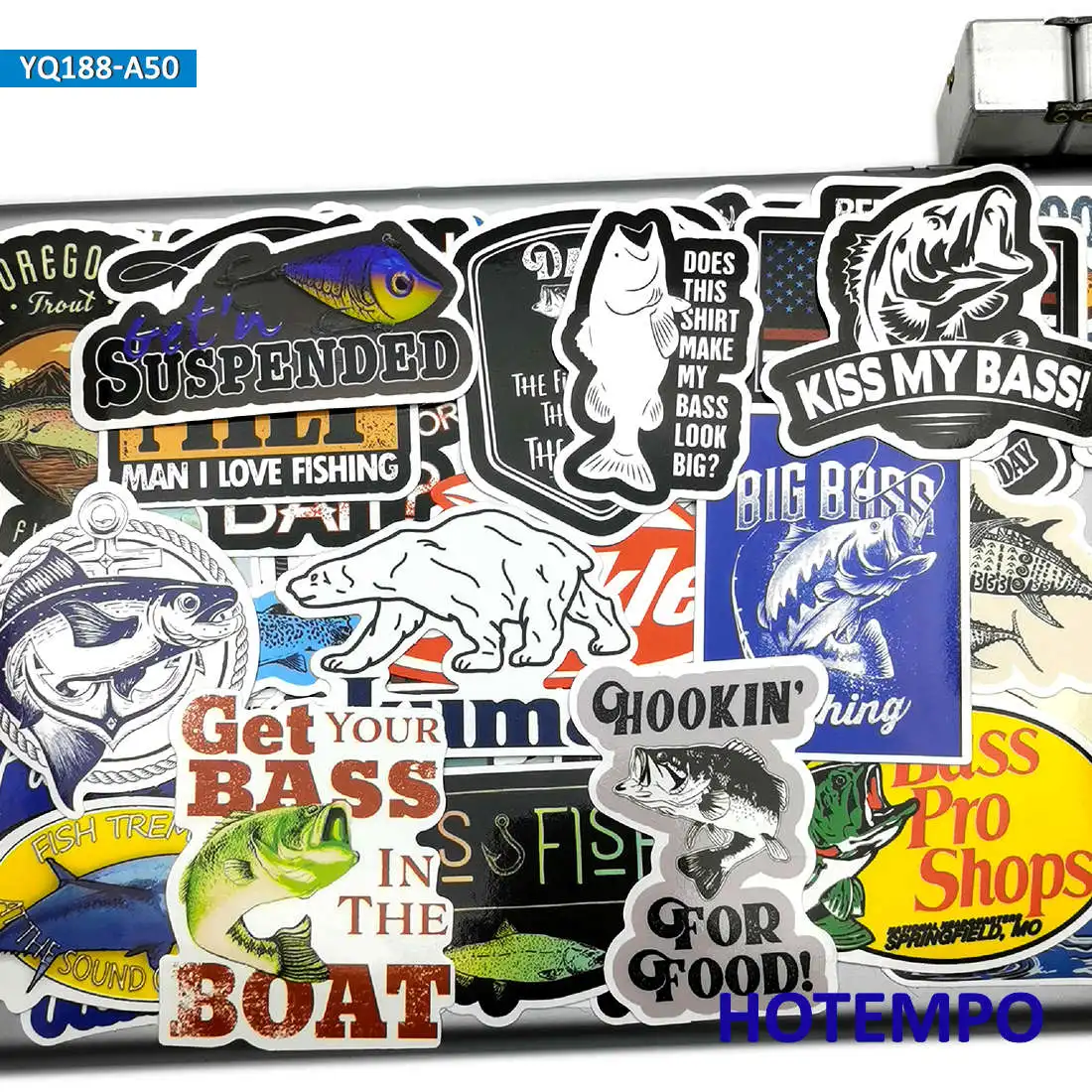 50pcs Fisherman Fish Outdoor Funny Stickers Pack For Phone Laptop Skateboard Car