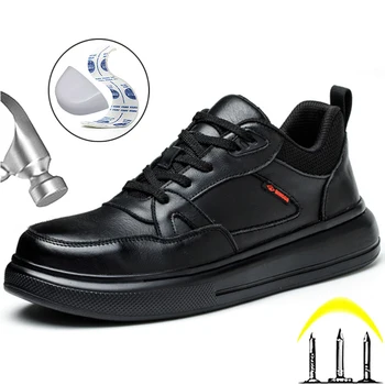 Scarpe antinfortunistiche in pelle di vacchetta Stivali da uomo Punta composita Scarpe isolate elettriche Scarpe da lavoro antiscivolo Scarpe indistruttibili a prova di foratura 1