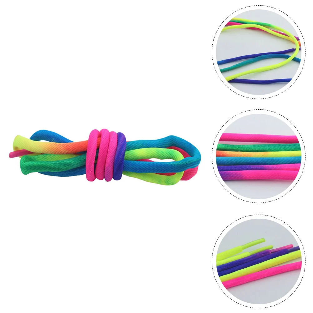 

Rainbow Laces Round Shoelaces Stylish Sneakers Boots Shine Polyester Fashion Oval